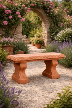 Preview: Edle Gartenbank aus Terracotta - Panchina